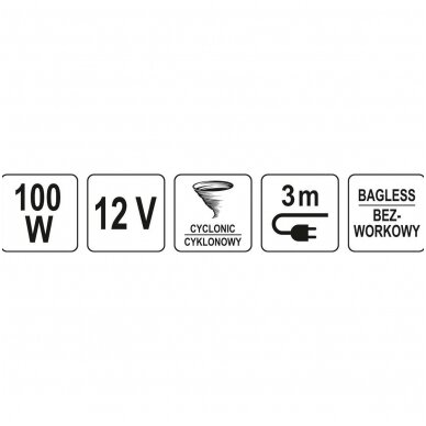 Automobilinis dulkių siurblys turbo 12V 100W 6 Automobilinis dulkių siurblys turbo 12V 100W 6