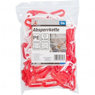 Barjerų grandinė, raudona ir balta, plastikas 5m. 2 Barjerų grandinė, raudona ir balta, plastikas 5m. 2