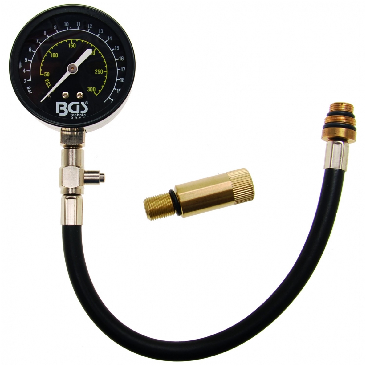 Benzininis kompresijos matuoklis su adapteriais M14 + M18 1 Benzininis kompresijos matuoklis su adapteriais M14 + M18 1