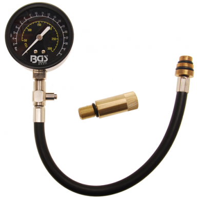 Benzininis kompresijos matuoklis su adapteriais M14 + M18 Benzininis kompresijos matuoklis su adapteriais M14 + M18