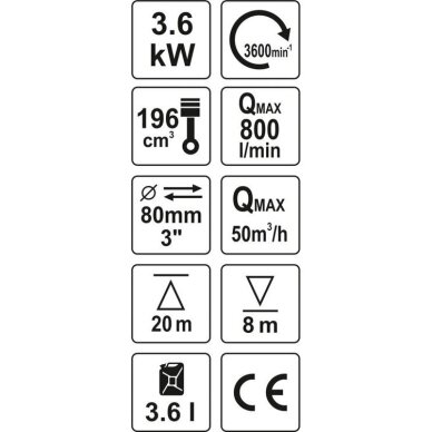 Benzininis vandens siurblys 3" 5,9HP 60M3/h 3 Benzininis vandens siurblys 3" 5,9HP 60M3/h 3