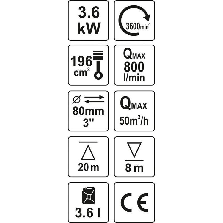 Benzininis vandens siurblys 3" 5,9HP 60M3/h 3 Benzininis vandens siurblys 3" 5,9HP 60M3/h 3