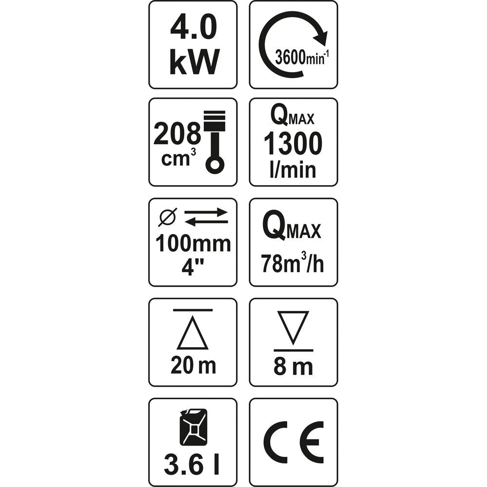 Benzininis vandens siurblys 4" 5,9hp 96m3/h 3