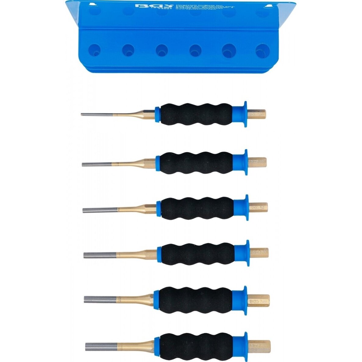 Bukų išmušėjų rinkinys neslidi ergonomiška rankena 180 mm.3 - 8 mm. 6 vnt. 74591 1 Bukų išmušėjų rinkinys neslidi ergonomiška rankena 180 mm.3 - 8 mm. 6 vnt. 74591 1