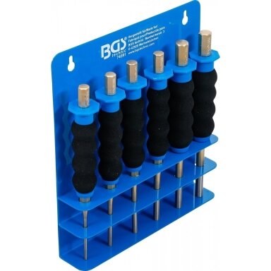 Bukų išmušėjų rinkinys  neslidi ergonomiška rankena  180 mm.3 - 8 mm. 6 vnt. 74591