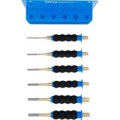 Bukų išmušėjų rinkinys  neslidi ergonomiška rankena  180 mm.3 - 8 mm. 6 vnt. 74591 1