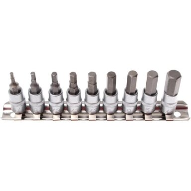Colinių įpresuotų antgalių rinkinys Hex,1/4", 9 vnt