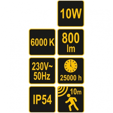 COB LED lempa su judesio davikliu 10W su diodu, 700LM 3 COB LED lempa su judesio davikliu 10W su diodu, 700LM 3