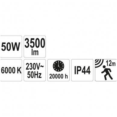 COB LED lempa su judesio davikliu 50W su diodu, 3500LM 4 COB LED lempa su judesio davikliu 50W su diodu, 3500LM 4