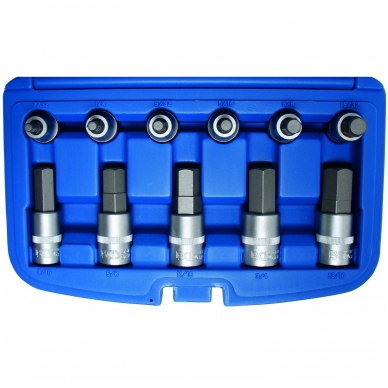Colinių antgalių rinkinys Hex, 1/2", dydžiai 7/32" - 7/8", 12 vnt. Colinių antgalių rinkinys Hex, 1/2", dydžiai 7/32" - 7/8", 12 vnt.
