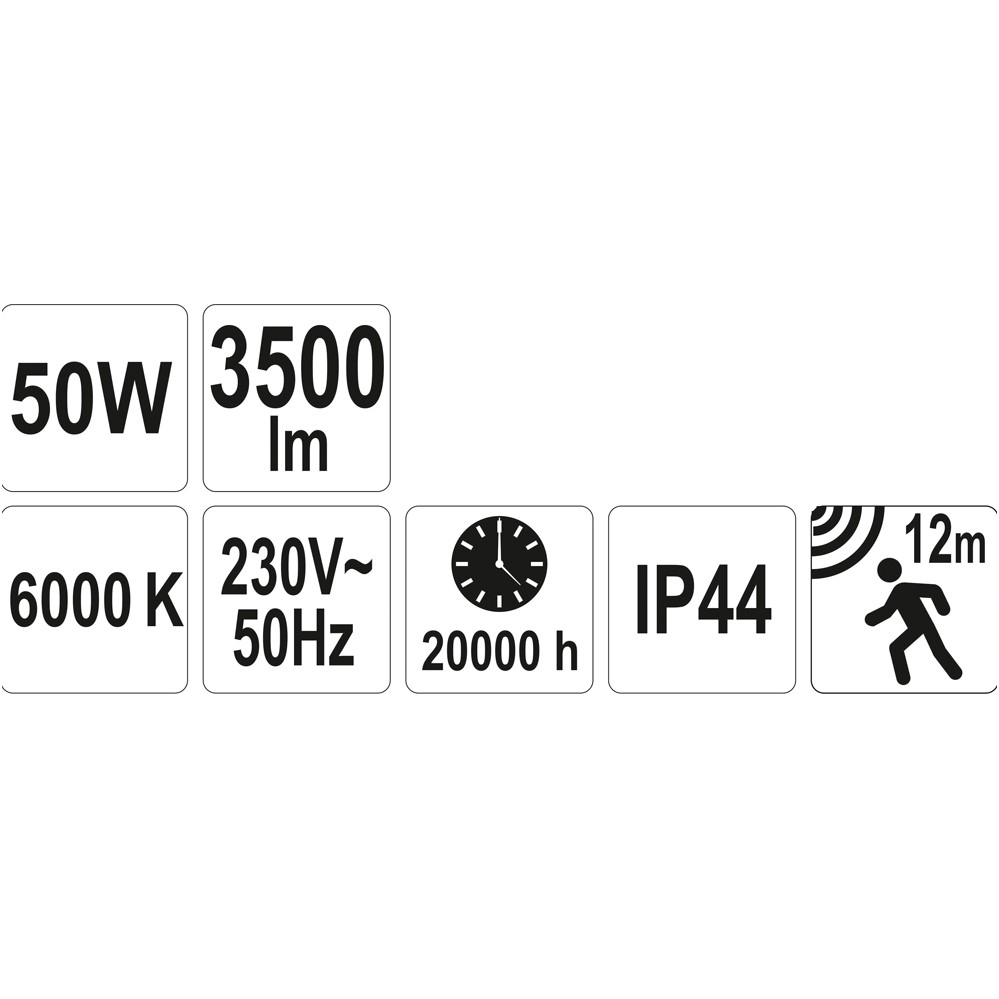COB LED lempa su judesio davikliu 50W su diodu, 3500LM 4 COB LED lempa su judesio davikliu 50W su diodu, 3500LM 4