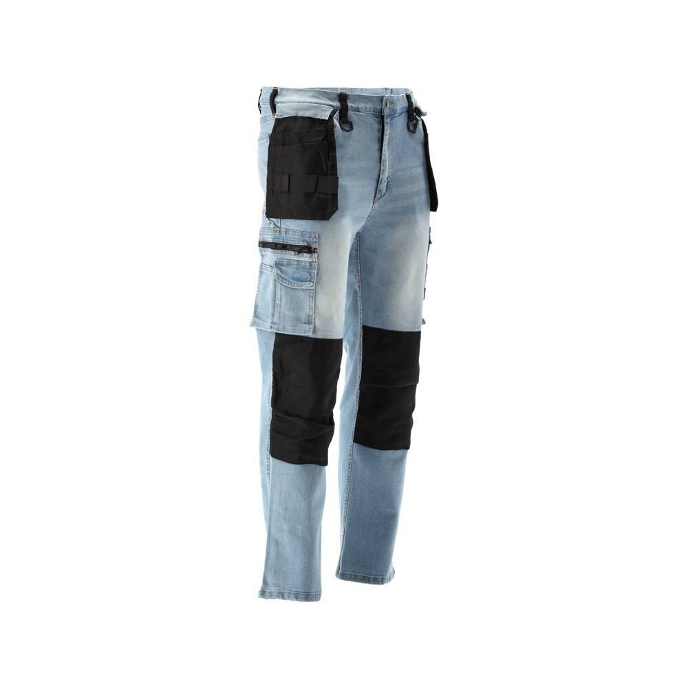 Darbinės kelnės elastiniai džinsai mėlyni L/XL dydis 1 Darbinės kelnės elastiniai džinsai mėlyni L/XL dydis 1