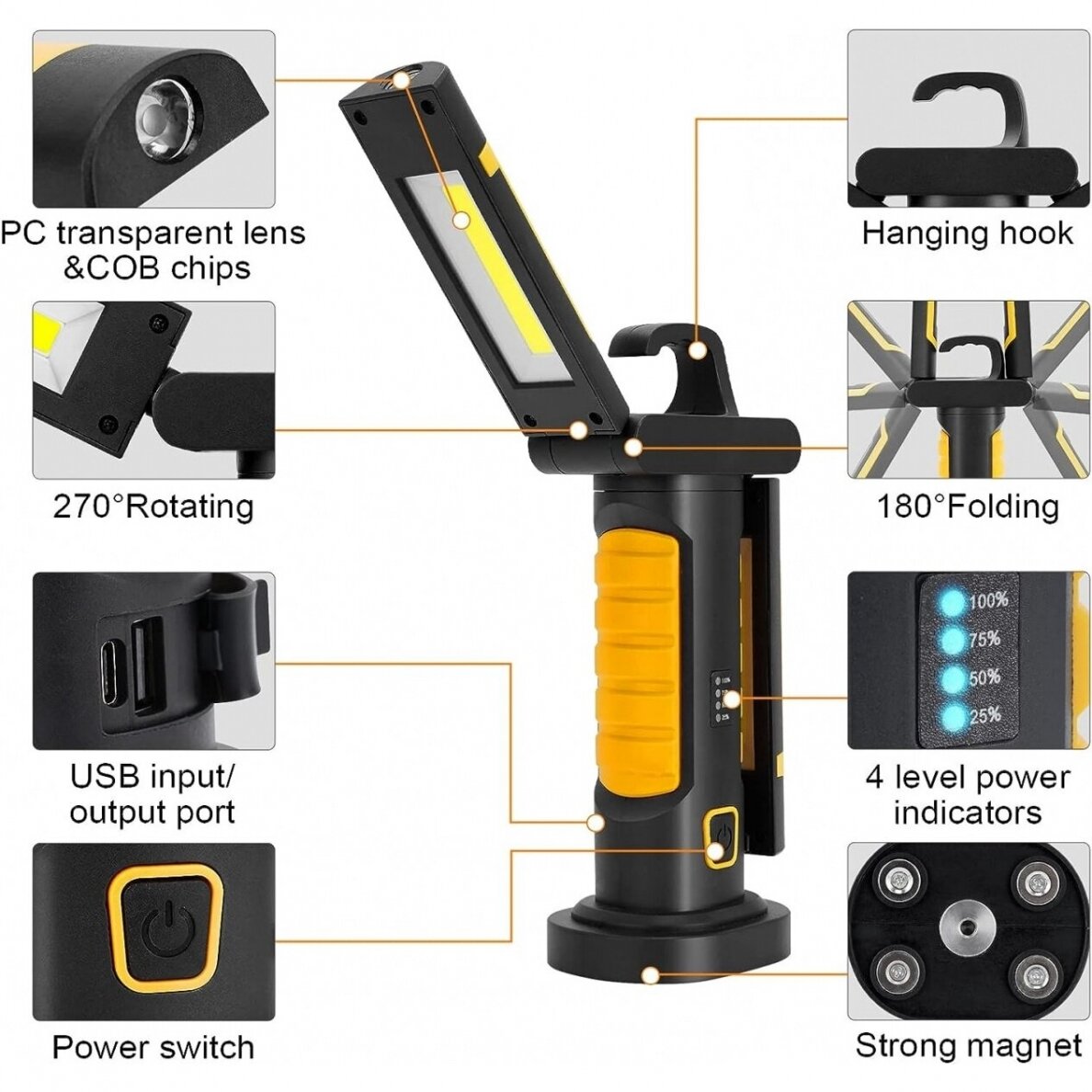 Darbo lempa akumuliatorinė - COB chip + CREE XPG - 2 COB - 1200 lm 1 Darbo lempa akumuliatorinė - COB chip + CREE XPG - 2 COB - 1200 lm 1