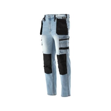 Darbinės kelnės elastiniai džinsai mėlyni 2XL dydis Darbinės kelnės elastiniai džinsai mėlyni 2XL dydis