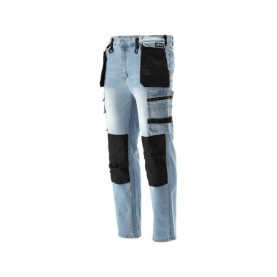 Darbinės kelnės elastiniai džinsai mėlyni L dydis