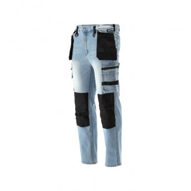 Darbinės kelnės elastiniai džinsai mėlyni L/XL dydis Darbinės kelnės elastiniai džinsai mėlyni L/XL dydis