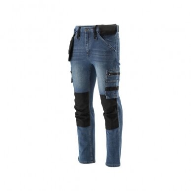 Darbinės kelnės elastiniai džinsai tamsiai mėlyni 2XL dydis 1