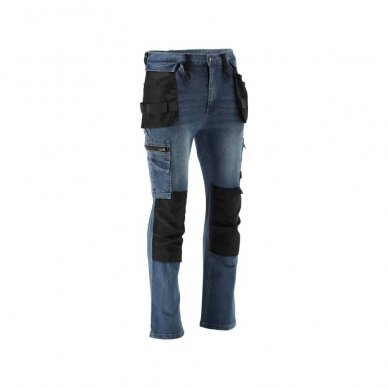 Darbinės kelnės elastiniai džinsai tamsiai mėlyni L dydis 2
