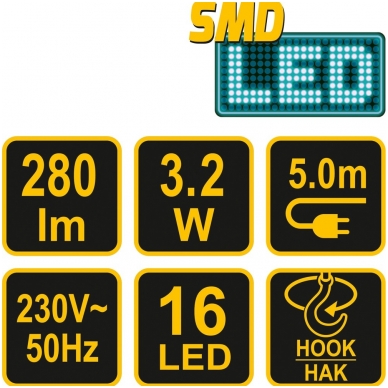 Darbo lempa 16 SMD LED 3,2W. 220V 4