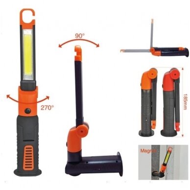 Darbo lempa akumuliatorinė 3W COB LED/USB 220LM lanksti 90°/270° Darbo lempa akumuliatorinė 3W COB LED/USB 220LM lanksti 90°/270°
