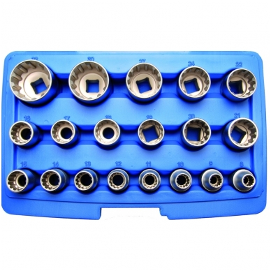 Daugiafunkcinių galvučių rinkinys 1/2", 19 vnt 1