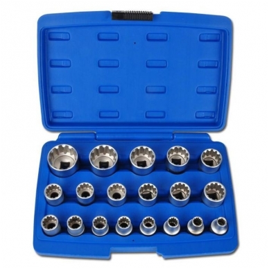 Daugiafunkcinių galvučių rinkinys 1/2", 19 vnt 2