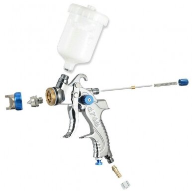Dažymo pistoletas su aksesuarais HVLP 600cm³.Ø 1.4mm. Ø 1.7mm. Ø 2.0mm. 9 Dažymo pistoletas su aksesuarais HVLP 600cm³.Ø 1.4mm. Ø 1.7mm. Ø 2.0mm. 9