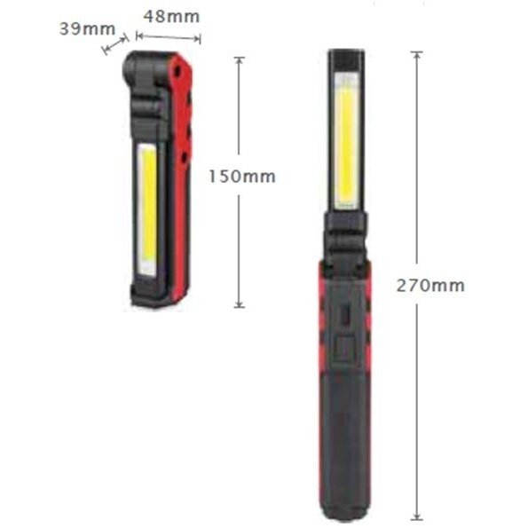 Darbo lempa akumuliatorinė - 3W LED - 150LM + 5W COB LED - 360LM 1