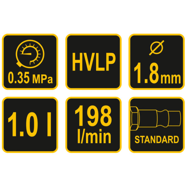 Dažymo pistoletas - HVLP - 1000ml. Ø 1.8mm. 2 Dažymo pistoletas - HVLP - 1000ml. Ø 1.8mm. 2