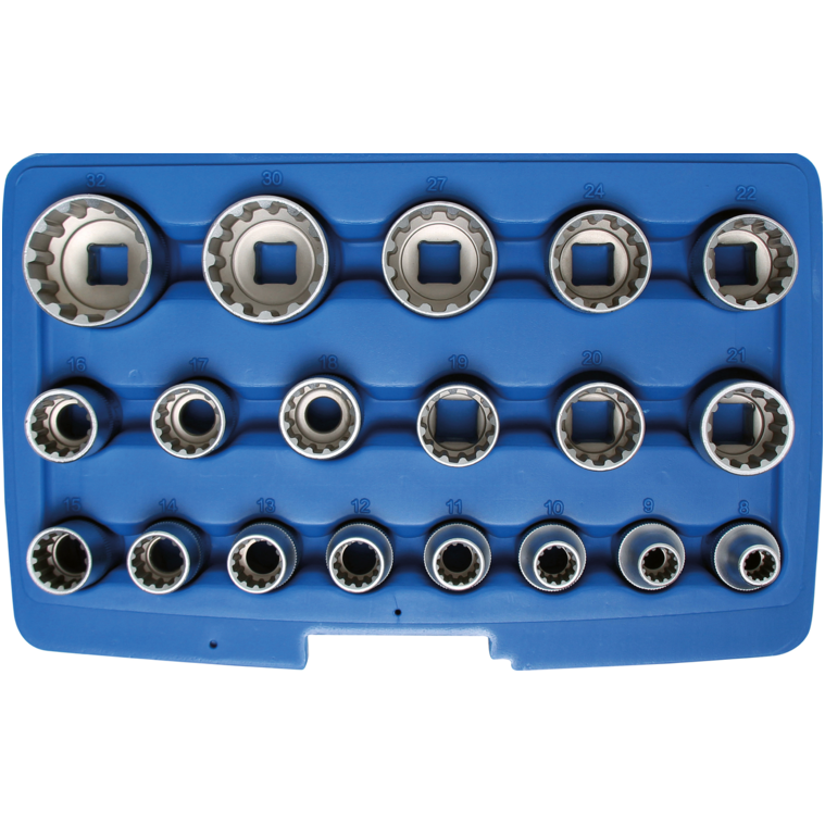 Daugiafunkcinių galvučių rinkinys 1/2", 19 vnt