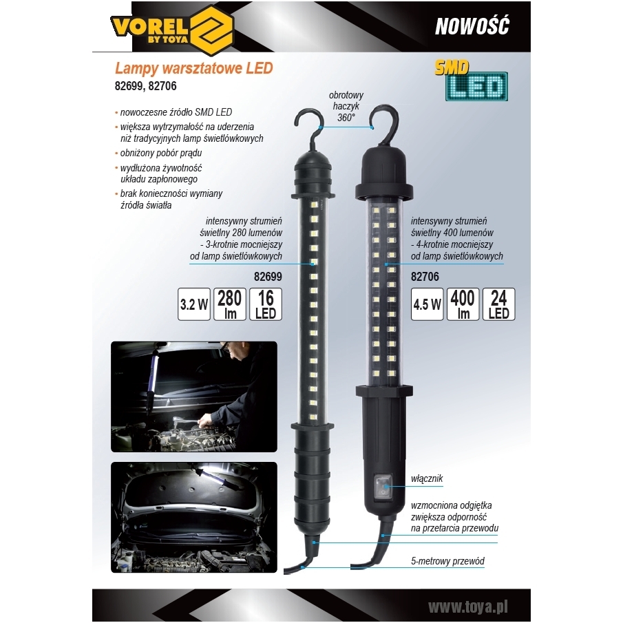 Darbo lempa 16 SMD LED 3,2W. 220V 3