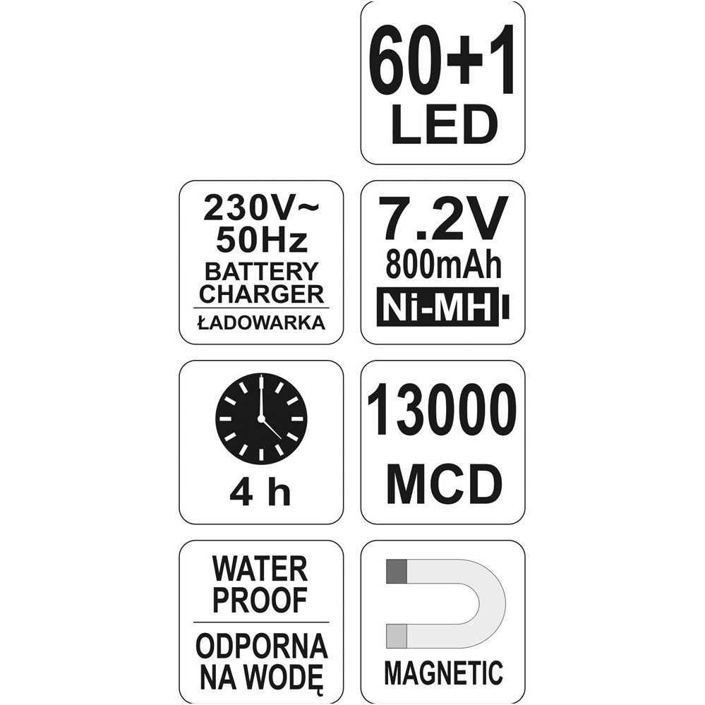 Darbo lempa akumuliatorinė - 60+1 LED 5 Darbo lempa akumuliatorinė - 60+1 LED 5