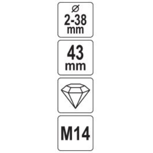 Deimantinė kūginė freza M14 2–38 mm. skylių didinimui, keramikai ir akmeniui 3 Deimantinė kūginė freza M14 2–38 mm. skylių didinimui, keramikai ir akmeniui 3