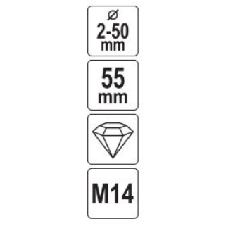 Deimantinė kūginė freza M14 2–50 mm skylių didinimu, keramikai ir akmeniui 3 Deimantinė kūginė freza M14 2–50 mm skylių didinimu, keramikai ir akmeniui 3