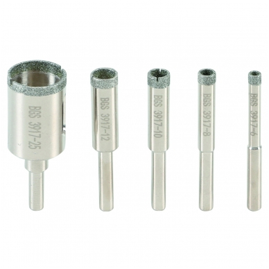 Deimantinių cilindrinių grąžtų rinkinys 6-25 mm, 5 vnt.