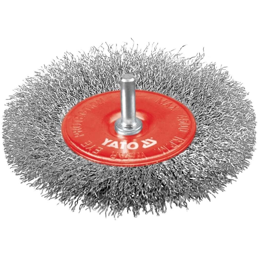 Diskinis šepetys su kotu nerūdijantis plienas INOX 100mm.+ Diskinis šepetys su kotu nerūdijantis plienas INOX 100mm.+