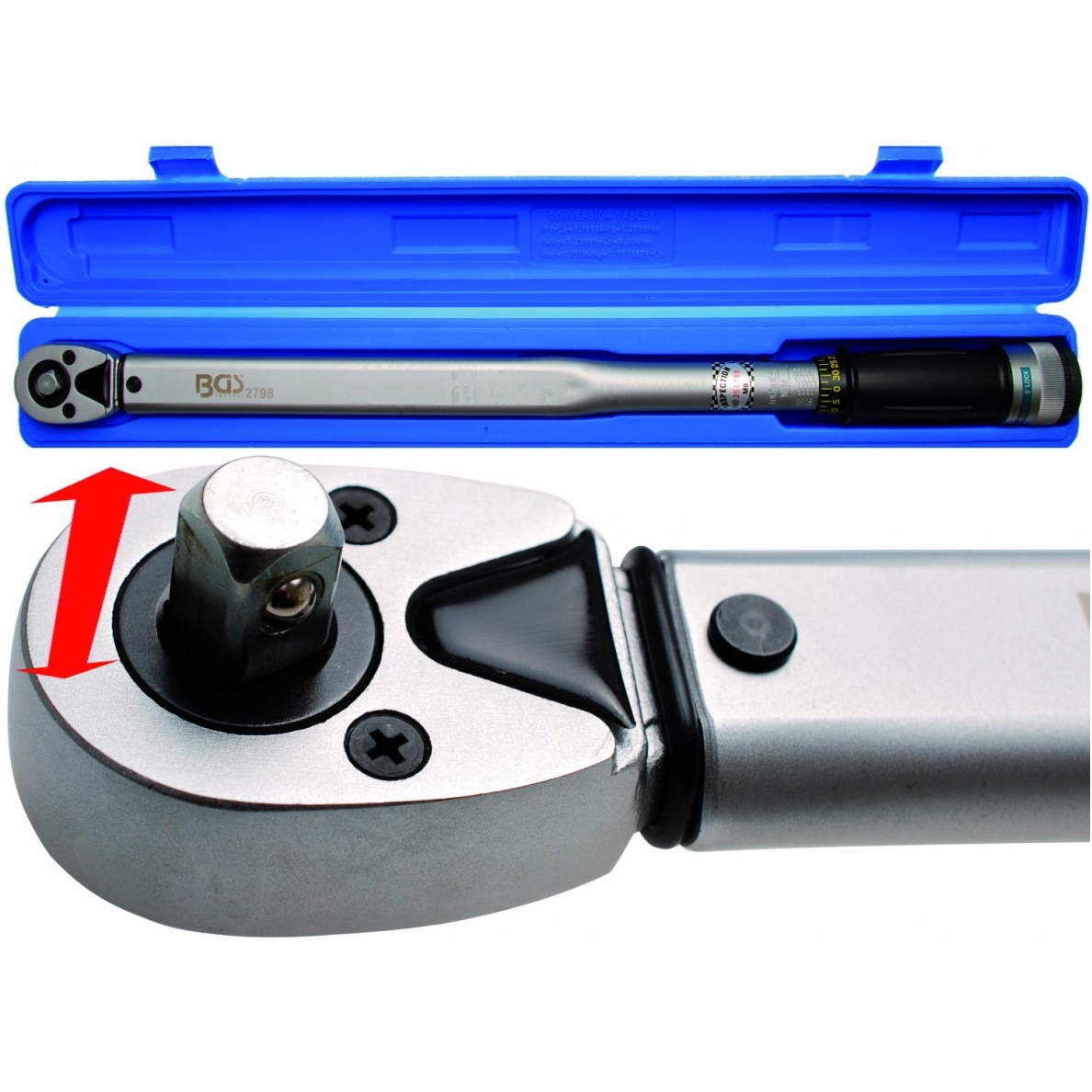 Dinamometrinis raktas 1/2", 70 - 350Nm, su kairės ir dešinės pusės sukimo funkcija 2 Dinamometrinis raktas 1/2", 70 - 350Nm, su kairės ir dešinės pusės sukimo funkcija 2