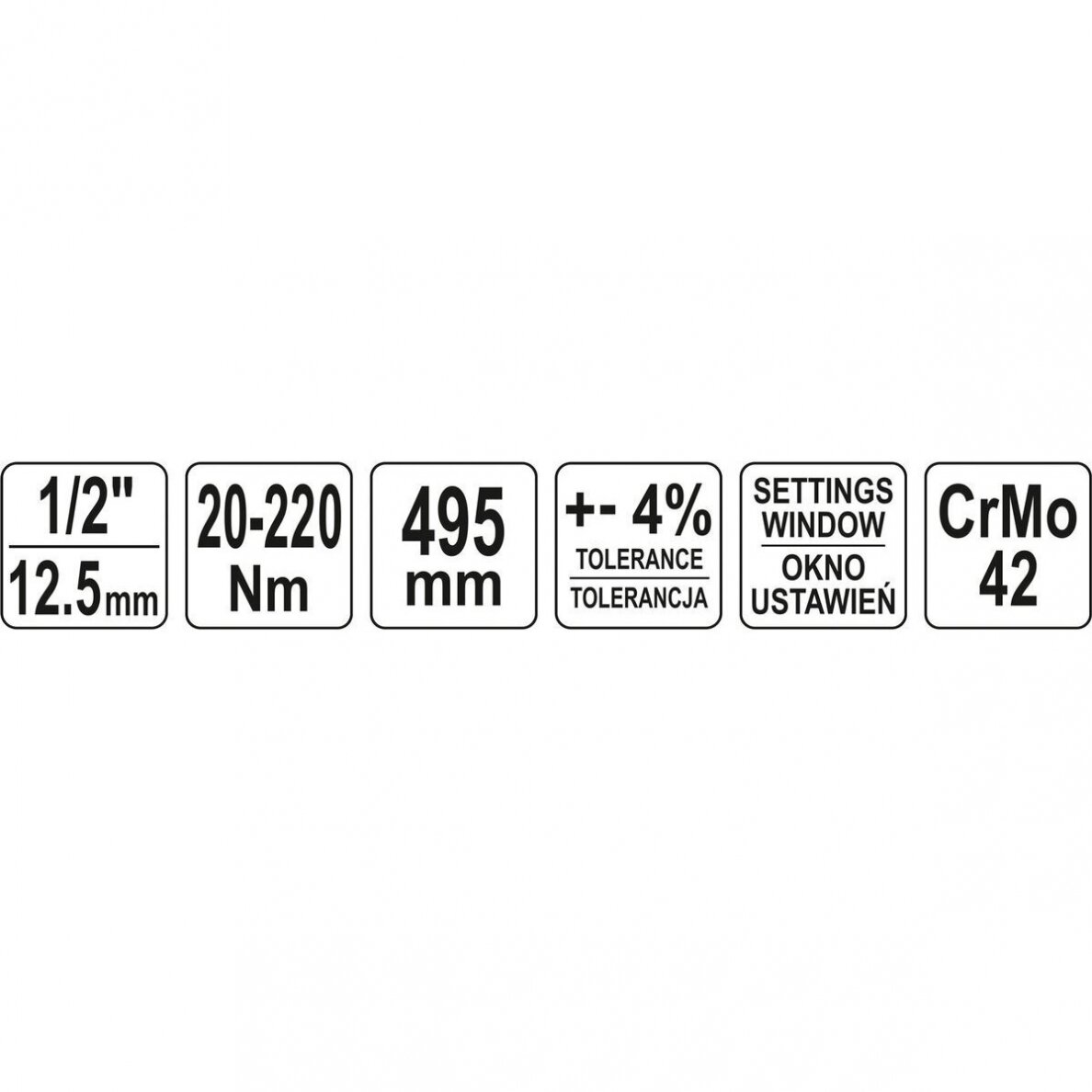 Dinamometrinis raktas su skale (1/2") 20 - 220Nm. 4 Dinamometrinis raktas su skale (1/2") 20 - 220Nm. 4