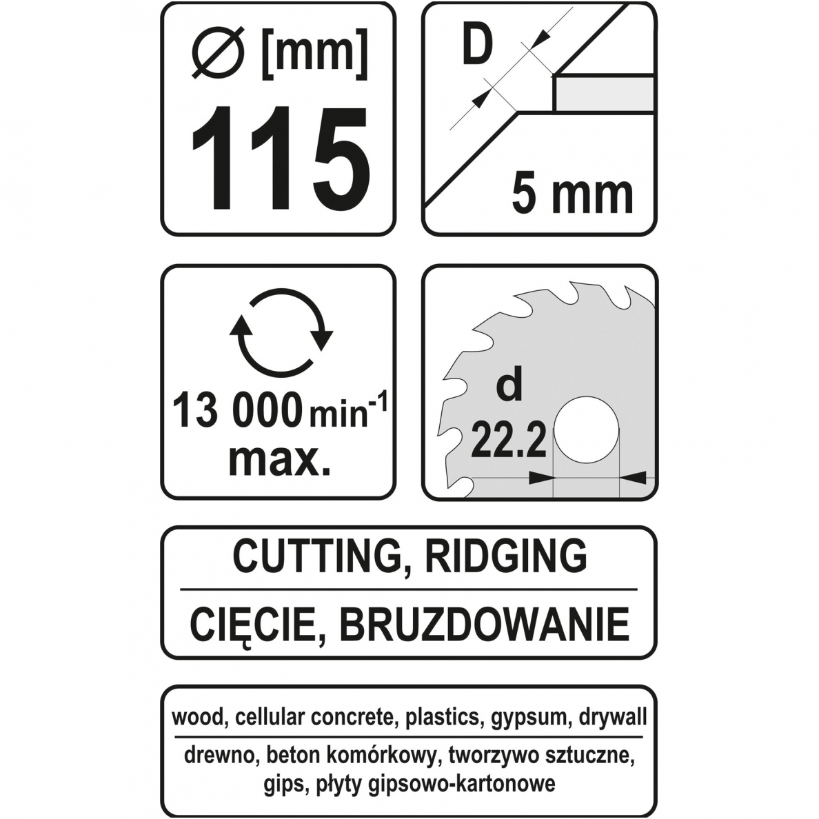 Diskas-freza medžiui 115mm 5