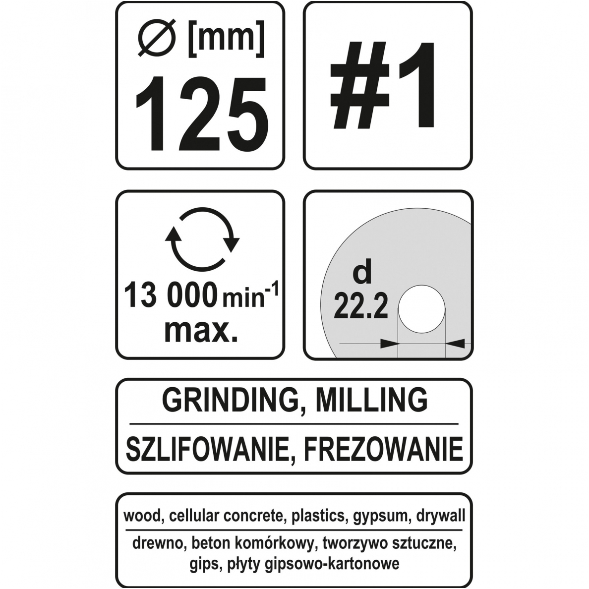 Diskas-freza medžiui 125mm, No1 2 Diskas-freza medžiui 125mm, No1 2