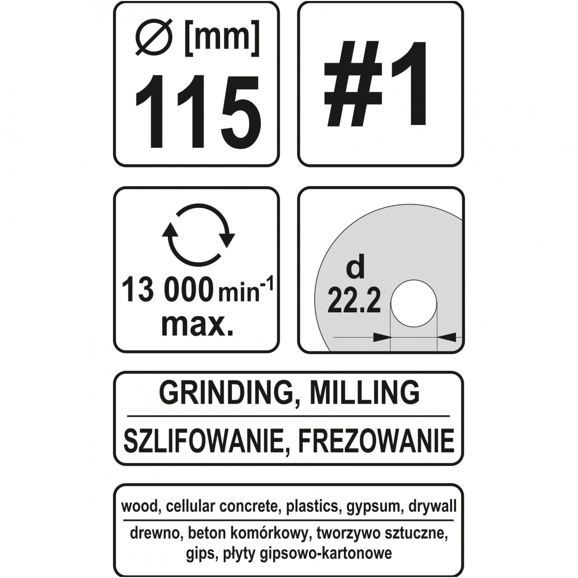 Diskas/freza medžiui 115mm, No1 3 Diskas/freza medžiui 115mm, No1 3