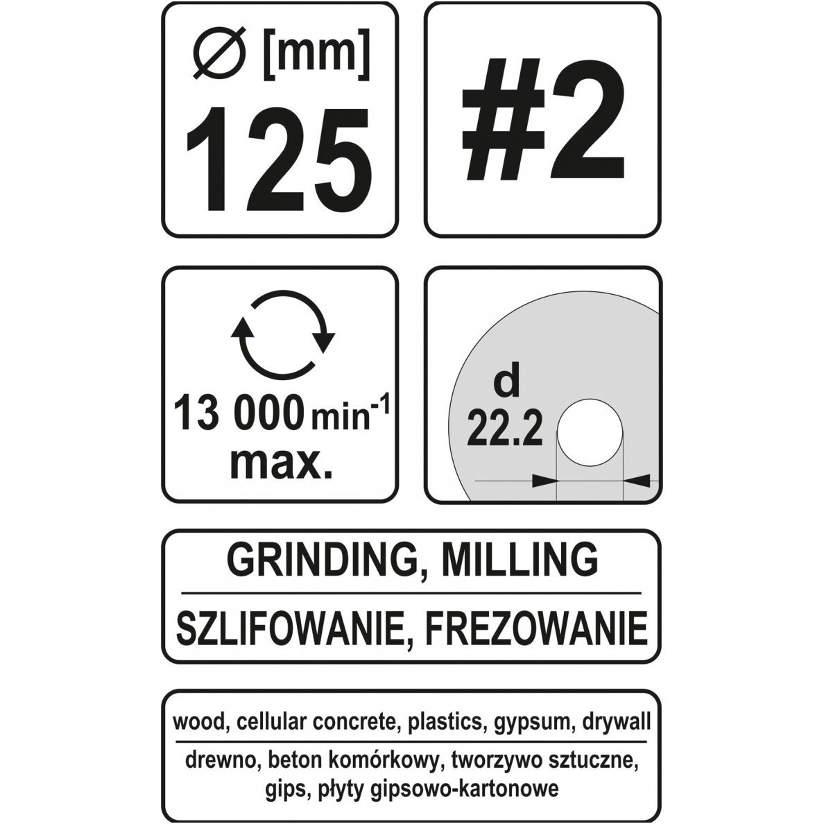 Diskas/freza medžiui 125mm, No2 2 Diskas/freza medžiui 125mm, No2 2