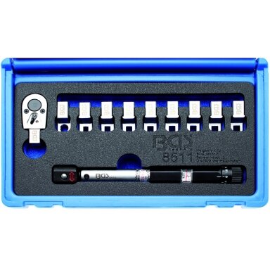 Dinamometrinis raktas  1/4" stipinams 3-19 Nm, su skale ir keičiamais antgaliais