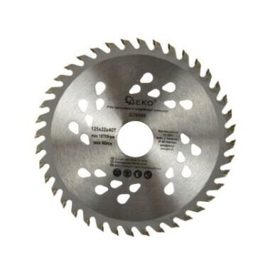 Diskas medžiui su skylėm 125mm x 40T x 22.2mm.
