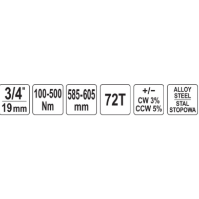 Dinamometrinis raktas 20 mm (3/4") 100 - 500 Nm. 3 Dinamometrinis raktas 20 mm (3/4") 100 - 500 Nm. 3