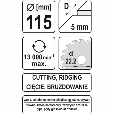 Diskas-freza medžiui 115mm 5 Diskas-freza medžiui 115mm 5