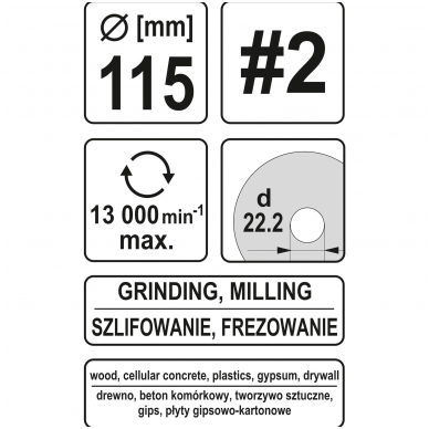Diskas-freza medžiui 115mm, No2 3 Diskas-freza medžiui 115mm, No2 3