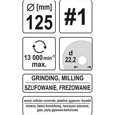 Diskas-freza medžiui 125mm, No1 2 Diskas-freza medžiui 125mm, No1 2