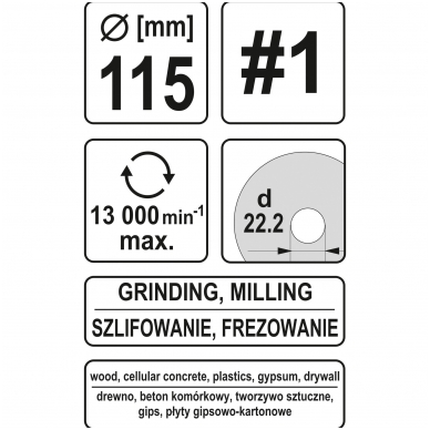 Diskas/freza medžiui 115mm, No1 3 Diskas/freza medžiui 115mm, No1 3