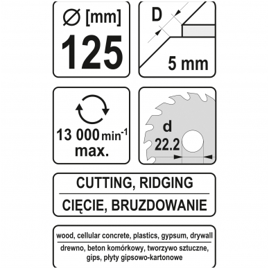 Diskas/freza medžiui 125mm 4 Diskas/freza medžiui 125mm 4